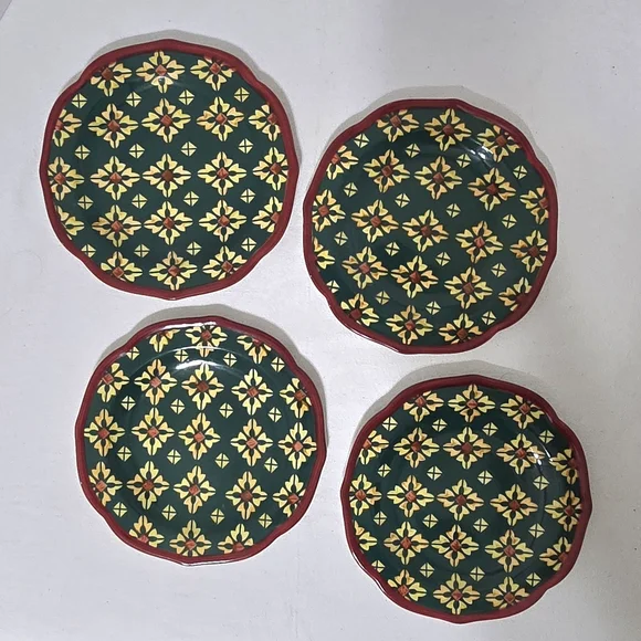 NWT Set Of 4 Pioneer Woman Vintage Geo Stoneware Salad Plates -- 8 1/2" - Picture 10 of 14